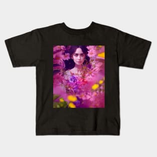 Lily Collins Amongst Flowers 2 Kids T-Shirt